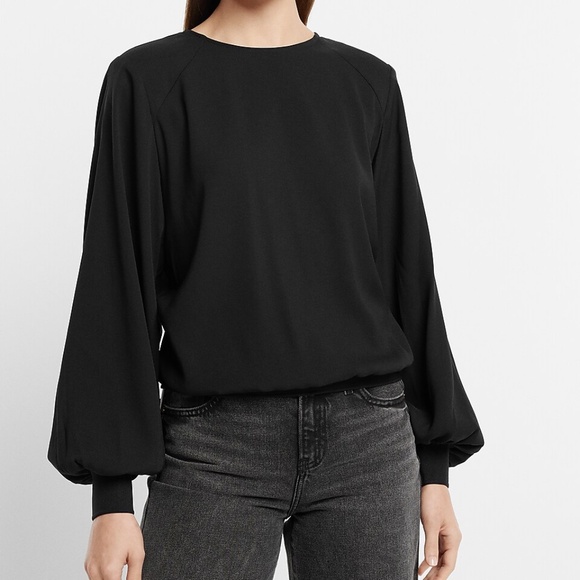 Express Burgundy Silk Blouse | Button Cuff Detail | Round Neck | Office to Eveni - Picture 1 of 3